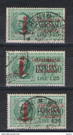 R.S.I.:  1944  ESPRESSO  SOPRASTAMPATO  -  £. 1,25  VERDE  US. -  RIPETUTO  3  VOLTE  -  SASS. 21 - Express Mail