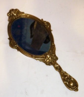 ANCIEN MIROIR A MAIN EN BRONZE CISELE ANGE BEBE TETE DE FEMME TBE PROPRE - Espejos