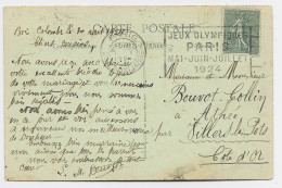 FRANCE SEMEUSE 15C LIGNEE CARTE MEC FLIER JEUX OLYMPIQUES PARIS GARE SAINT LAZARE 1.V.1924 - Sommer 1924: Paris