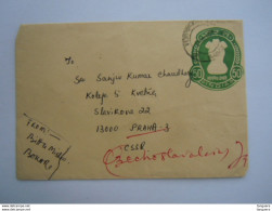 India Stationery Entier Postal Envelope Used 1984 50 To Prague - Buste