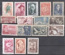 BRAZIL 1957   FULL YEAR COLLECTION  - 16 COMMEMORATIVES STAMPS  MINT - Annate Complete