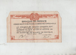 Banque De France Versement D'or Défense Nationale Cochaud Conand Ain 1915 - Unclassified