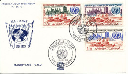 Mauritania FDC 1-6-1962 UN 1st Anniversary Complete Set Of 3 With Cachet - Mauritanie (1960-...)