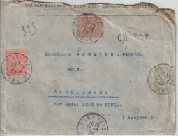 1906 - ENVELOPPE CHARGEE De LYON - BLANC / SEMEUSE - 1903-60 Säerin, Untergrund Schraffiert