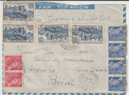 1941 - ENVELOPPE Par AVION De LA BASTIDE L'EVEQUE (AVEYRON) => UBERABA (BRESIL) !! Via LISBONNE Et NEW-YORK - Covers & Documents