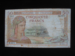 50 Cinquante Francs - CERES Type 1933 Modifié - 30-03-1939     **** EN ACHAT IMMEDIAT **** - 50 F 1934-1940 ''Cérès''