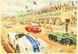 24 Heures Du Mans - 1954  - Artwork By Géo Ham -   15 X 10 Cms PHOTO - Le Mans