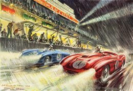 24 Heures Du Mans - 1954  - Artwork By Géo Ham -   15x10cms PHOTO - Le Mans