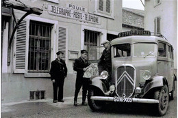 Citroen Autobus-poste Rurale Aux Bureau De Poste De Poule (Rhone) En 1950   -  15x10cms PHOTO - Bus & Autocars