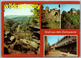 Zschopautal - Mehrbildkarte 5 Wolkensteiner Schweiz Burg Scharfenstein Schloß Wolkenstein Warmbad Bergarbeitersanatorium - Zschopau