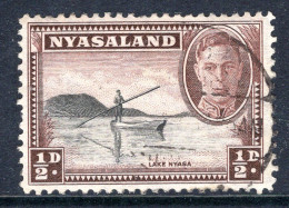 Nyasaland 1945 KGVI Pictorials - ½d Lake Nyasa Used (SG 144) - Nyassaland (1907-1953)