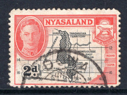 Nyasaland 1945 KGVI Pictorials - 2d Map Used (SG 147) - Nyassaland (1907-1953)