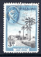 Nyasaland 1945 KGVI Pictorials - 3d Fishing Village Used (SG 148) - Nyassaland (1907-1953)