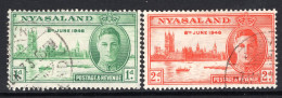 Nyasaland 1946 KGVI Victory Set Used (SG 158-159) - Nyassaland (1907-1953)