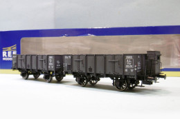 REE - 2 Wagons TOMBEREAU OCEM 19 à Guérite AL ép. II Réf. WB-828 Neuf NBO HO 1/87 - Goederenwagons