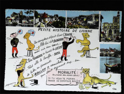 ► DOMPTEUR Et LIONNE Histoire Humour De Bourgogne Yonne - Illustration 1963 Timbre Cocteau Verso - Lions