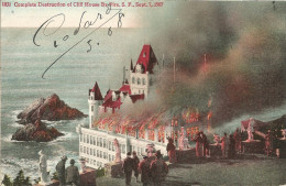 USA - SAN FRANCISCO, CA - COMPLETE DESTRUCTION OF CLIFF HOUSE BY FIRE , S.F., SEPT 7, 1907 - PUB. BRITTON - 1908 - San Francisco