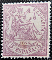 Espagne 1874 Justice   Edifil  N°  144  FAUX Pour Boucher Une Case - Ungebraucht