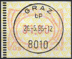 1995 Österreich Austria Automatenmarken ATM 3.2 B Bräunlichrot / 01.00S Ersttag 26.5.95 Graz / Frama Vending Machine - Timbres De Distributeurs [ATM]