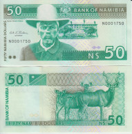 NAMIBIA 50 Dollars ND (1993) P 2 UNC Low Serial. - Namibia