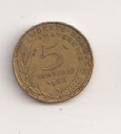 France 5 Centimes 1966 Cent Cents Centimes V3 - Sonstige & Ohne Zuordnung