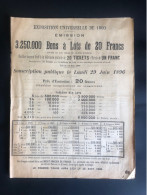 Bons à Lots De 20 Francs De 1896 - Banques - Banque & Assurance