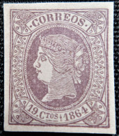 Espagne 1864 Queen Isabella II (Imperforated)  Edifil  N°  66  FAUX Pour Boucher Une Case - Neufs