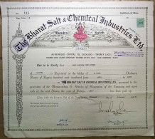 INDIA 1959 BHARAT SALT & CHEMICAL INDUSTRIES LTD., MUNDRA,KUTCH,....SHARE CERTIFICATE, "THE" OMITTED - Industrie