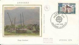 Andorra French FDC 6-5-1976 EUROPA CEPT With SILK Cachet - 1976