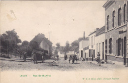 BELGIQUE. LEUZE. CPA  RUE ST MARTIN. ANIMATION. ATTELAGE. ANNÉE 1907 + TEXTE - Leuze-en-Hainaut