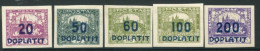 CZECHOSLOVAKIA 1922 Postage Due Overprints MNH / **.  Michel Porto 15-19 - Segnatasse