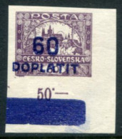 CZECHOSLOVAKIA 1926 Postage Due Overprint 60 On 50 H Violet MNH / *-..  Michel Porto 37 - Portomarken