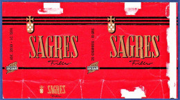 Portugal 1960/ 70, Pack Of Cigarettes - SAGRES Filtro, Intar . Sintra Lisboa -|- Esc. 3$50 + I.C.1$00 - Empty Tobacco Boxes