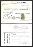 Raro Postal Franquia Mecânica Diário De Notícias 1960 Com Perfin (DN) Sobre Stamp Fiscal 0$10. Enviado Como Recibo ENP. - Covers & Documents