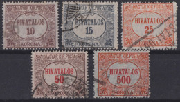 HUNGARY 1921-23 - Canceled - Sc# O10-O13, O18 - Service  - Dienstzegels