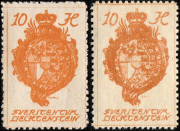 LIECHTENSTEIN - 1920 - 2x Mi.26 - 10h Red-orange (shades) - Mint** - Ongebruikt