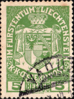 LIECHTENSTEIN - 1917 - Mi.5 - 5h Yellowish Green - VF Used (VADUZ Cds) - Oblitérés