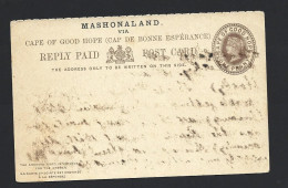 Rhodesia 1890's Mashonaland Via Overprint On COGH Post Card Address Half Used - Southern Rhodesia (...-1964)