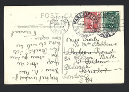 Rhodesia 1930 PPC From Marandellis To Bristol UK And Readdressed To London , 2 Colour Franking - Southern Rhodesia (...-1964)