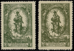 LIECHTENSTEIN - 1920 - Mi.40 Two Examples In Different Shades - Mint** - Neufs