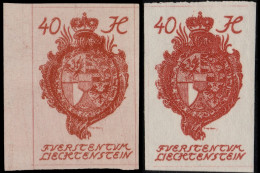 LIECHTENSTEIN - 1920 - Mi.23 40h Red X2 - Reddish Background & Normal - Mint ** - Nuevos