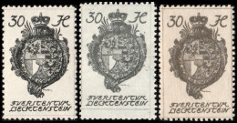 LIECHTENSTEIN - 1920 - 3x Mi.30 - 30h Grey-black (shades) - Mint** - Unused Stamps