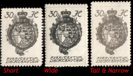LIECHTENSTEIN - 1920 - 3x Mi.30 - 30h Grey-black (shapes & Shades) - Mint* - Unused Stamps