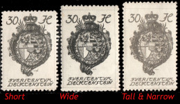 LIECHTENSTEIN - 1920 - 3x Mi.30 - 30h Grey-black (shapes & Shades) - Mint* - Neufs