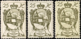 LIECHTENSTEIN - 1920 - 3x Mi.29 - 25h Brownish Olive (shades) - Mint** - Nuevos