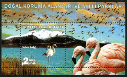 Türkiye 2018 Mi 4459 MNH National Parks | Bird, Flamingo, Lake, Mountain [Block 184] - Blocchi & Foglietti