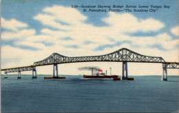 Florida St Petersburg Sunshine Skyway Bridge Across Lower Tampa Bay Curteich - St Petersburg
