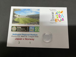 6-8-2023 (1 T 37) FIFA Women's Football World Cup Match 50 (stamp + $ 2.00 Coin) Japan (3) V Norway (1) - 2 Dollars