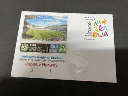 6-8-2023 (1 T 37) FIFA Women's Football World Cup Match 50 (stamp + $ 1.00 Coin) Japan (3) V Norway (1) - Dollar