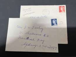 6-8-2023 (1 T 39)  Australia - 2 Lettes Posted With Stamps (QEII) 4c & 5 C - Cartas & Documentos